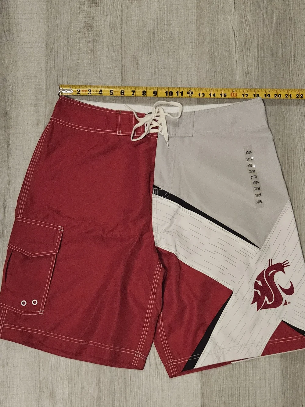 WSU Cougars Men’s 2XL Boardshorts – Red White Gray Campus Drive